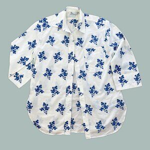 Zara Embroidered Floral Button Down – M